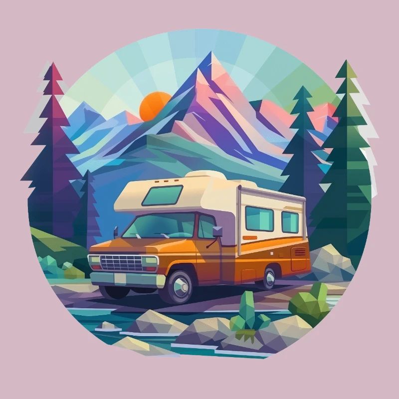 Camping à l’ancienne – Moderne dans un look low poly