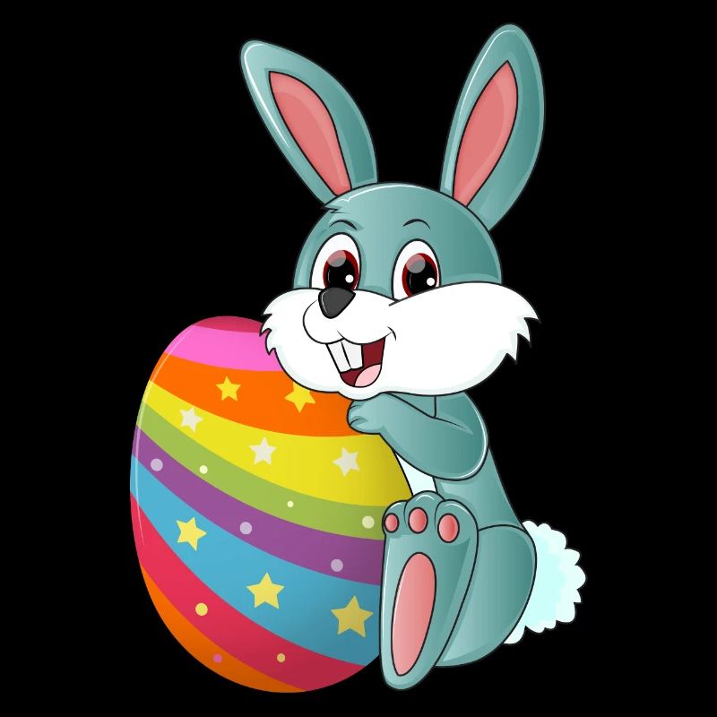 Cute sweet Easter bunny with a colorful Easter egg