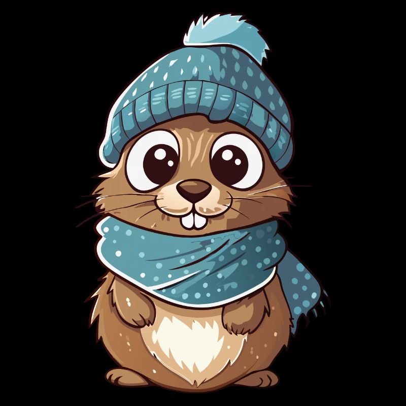 Mignon gopher avec écharpe et chapeau à pompon.