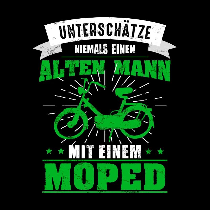 Maxi Moped Alter Mann Oldtimer Mopedfahrer