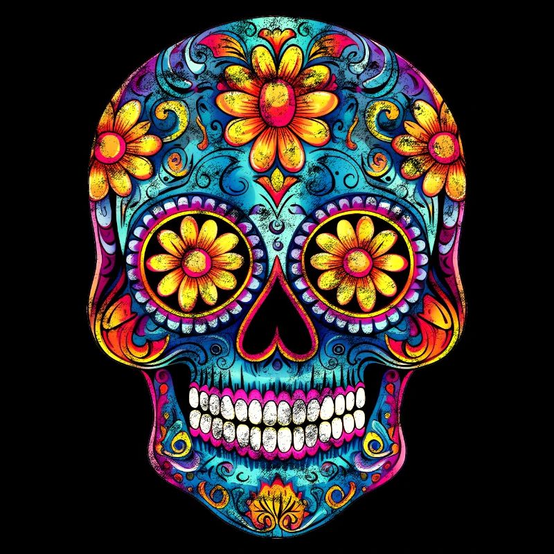 Crâne mexicain, fleurs, crâne, fleurs