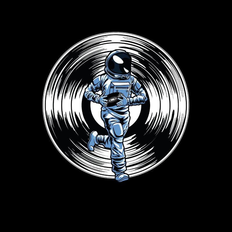 Astronaute collectionneur de disques vinyles