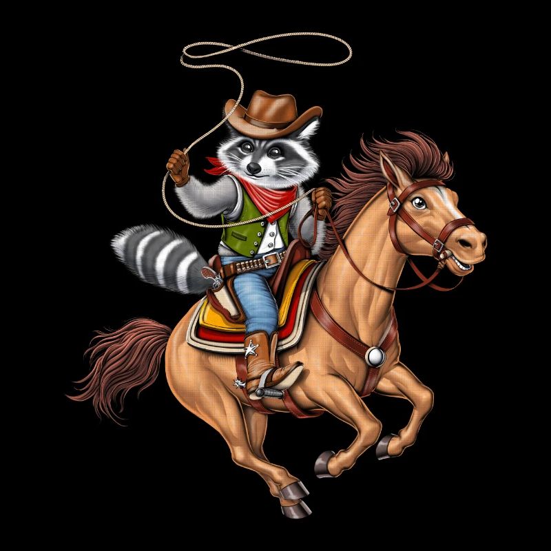 Waschbär Cowboy Rodeo