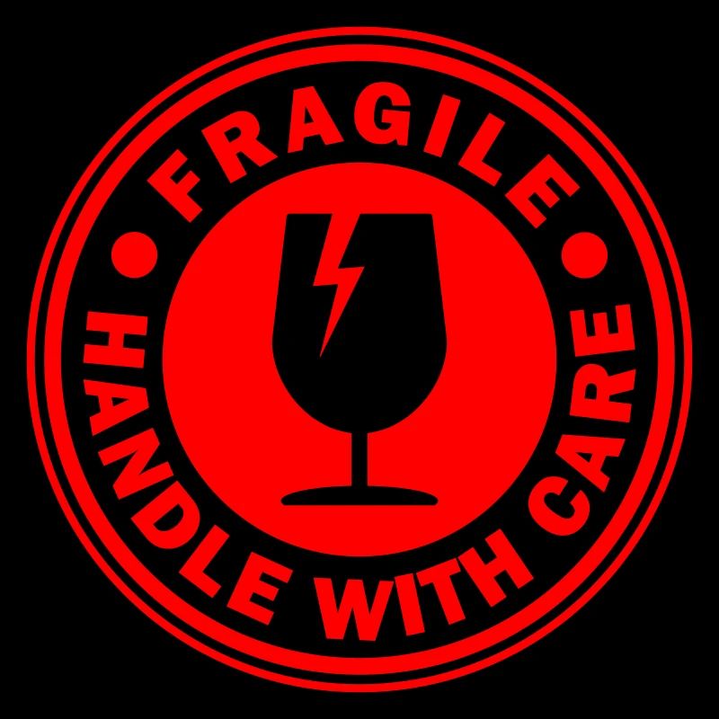Fragile round circle stamp handle with care