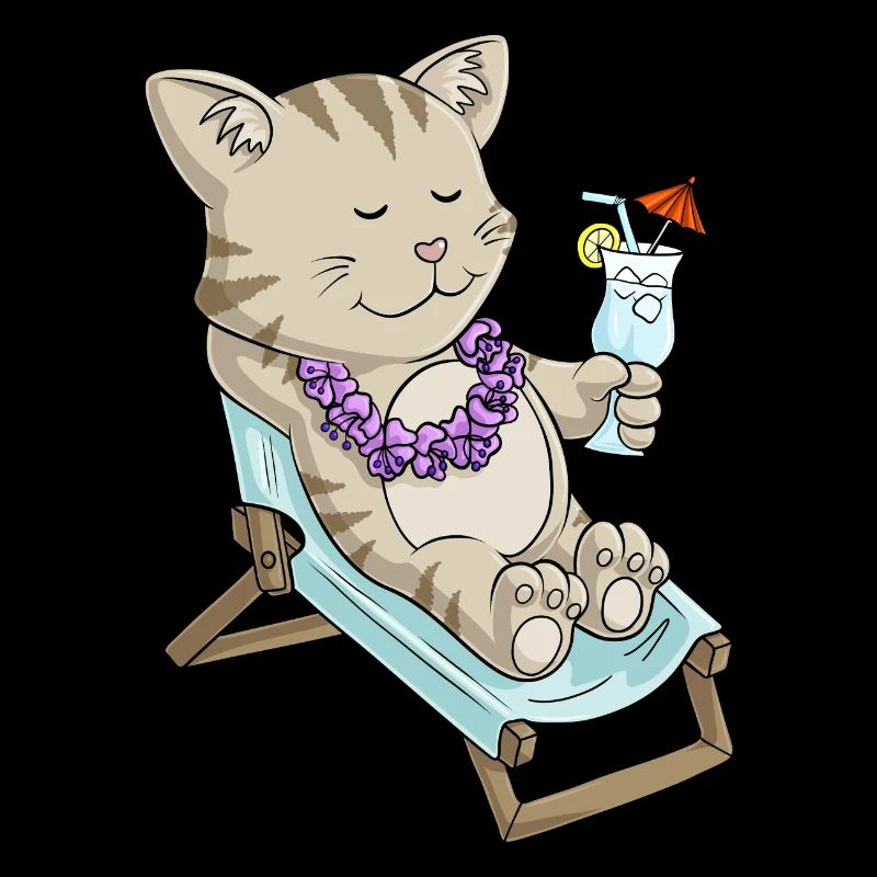 Sonnenbadende Comic Katze