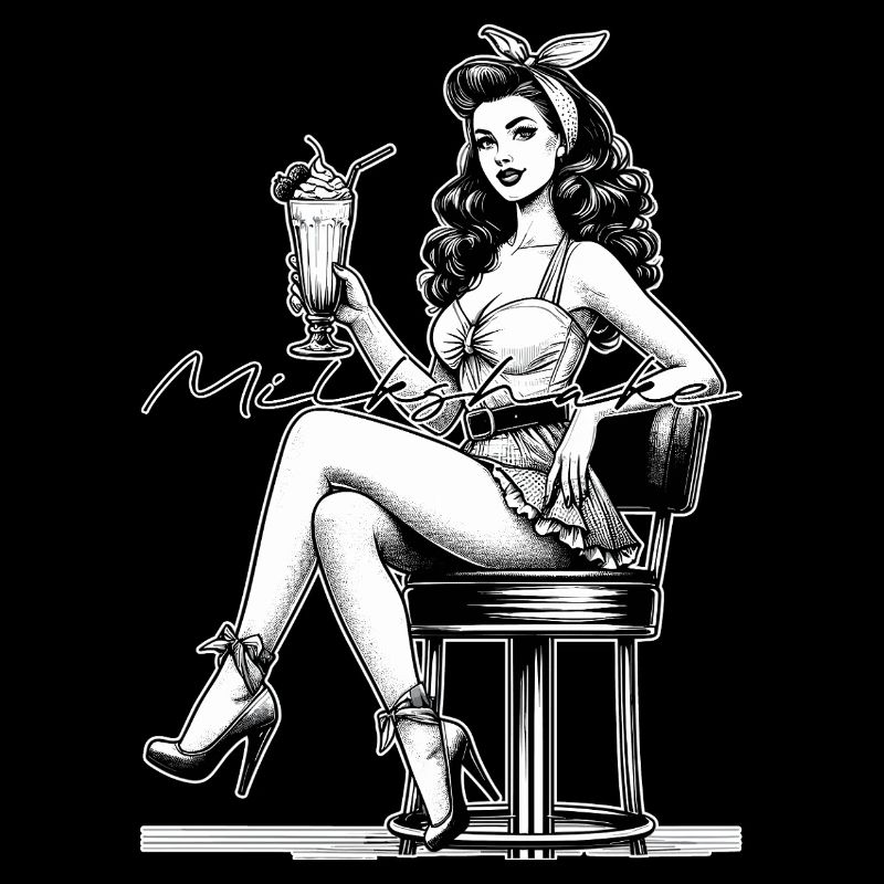 Milkshake Rockabilly Pin Up Noir et Blanc Cadeau