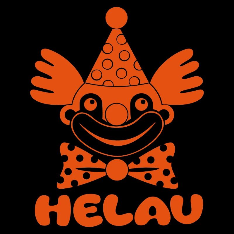 Fasching Karneval Clown HELAU 1, 2 oder 3 Farben