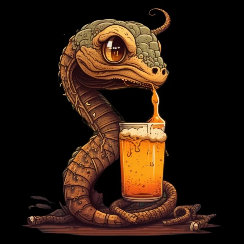 Mignon Cool Snake avec Beer Comic Illustration
