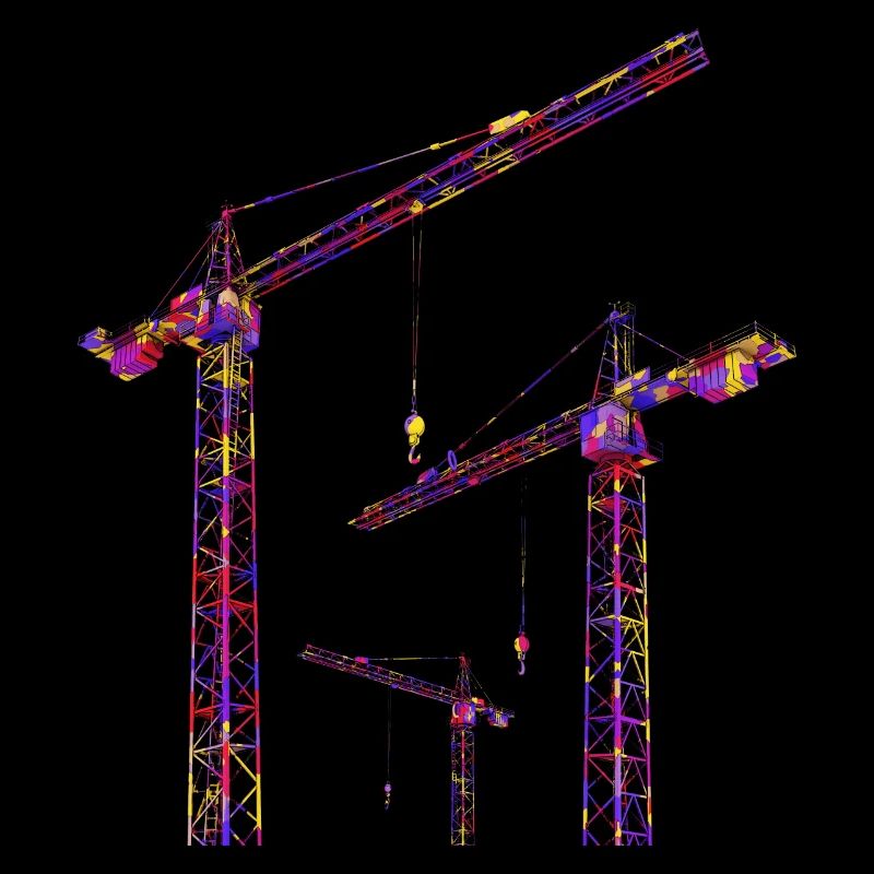 Grues de construction aux couleurs vives