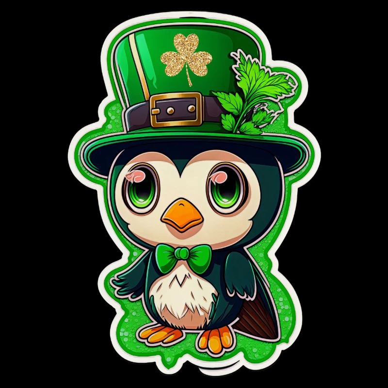 Tenue St Patrick Pingouin mignon trèfle drôle