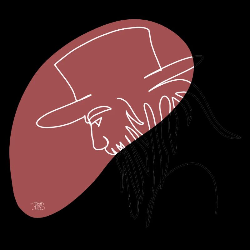 « Man with Hat », Boho Line Art Design, « Faces »