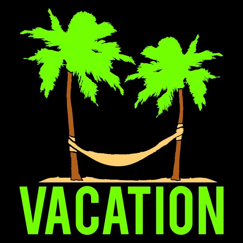 Vacation Text Hammock Sleeping Under 2 Palm Trees