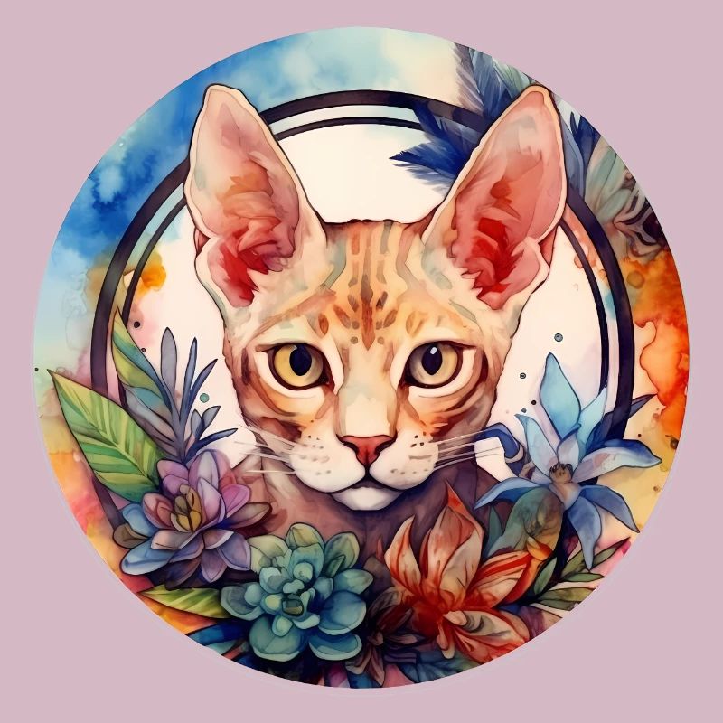 Devon Rex Cat Boho Style, Love Cats