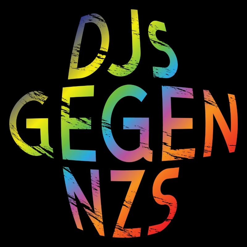 DJs gegen NZS rundes Logo Regenbogen Design