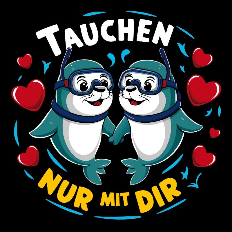 Tauchen nur mit Dir lustige verliebte Seehunde