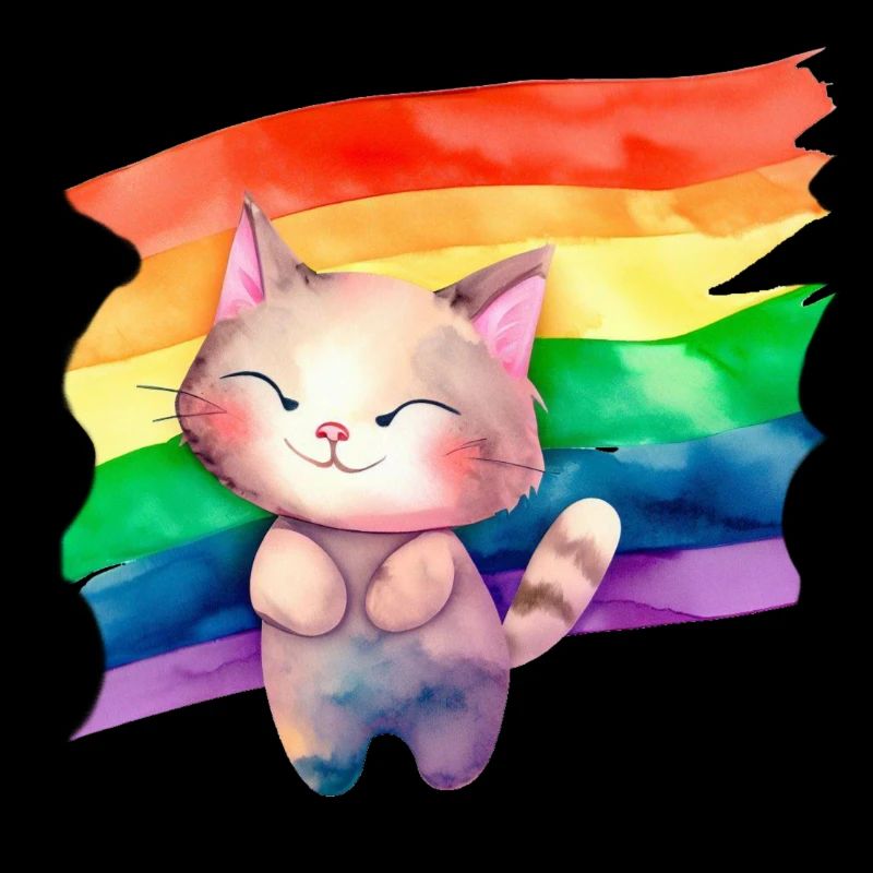 Chat avec drapeau lgbt