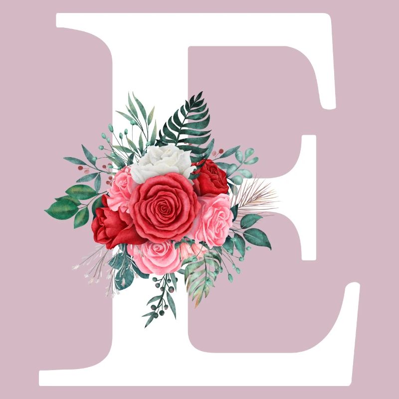 Red Floral Letter E