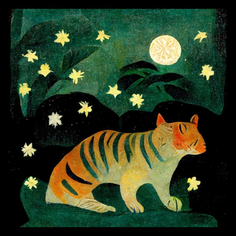 Tiger bei Mondschein