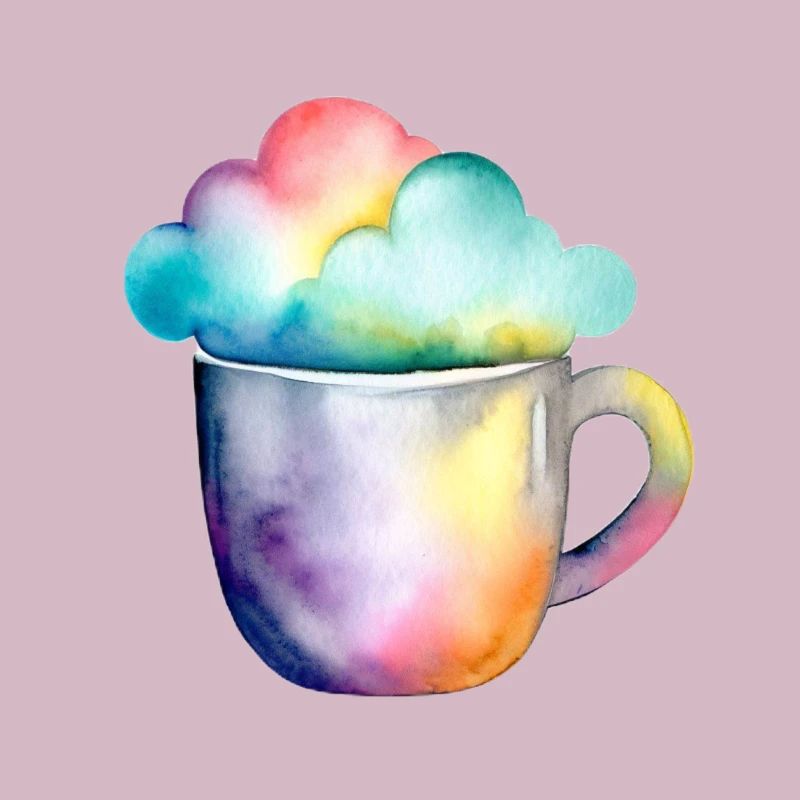 Regenbogenkaffee mit Wolke