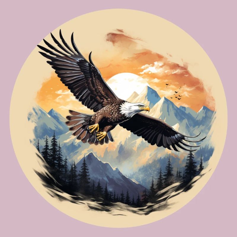 Eagle flight - eagle over mountain peaks