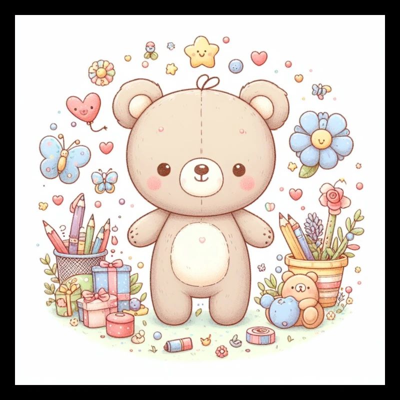 Ours mignon avec des fleurs
