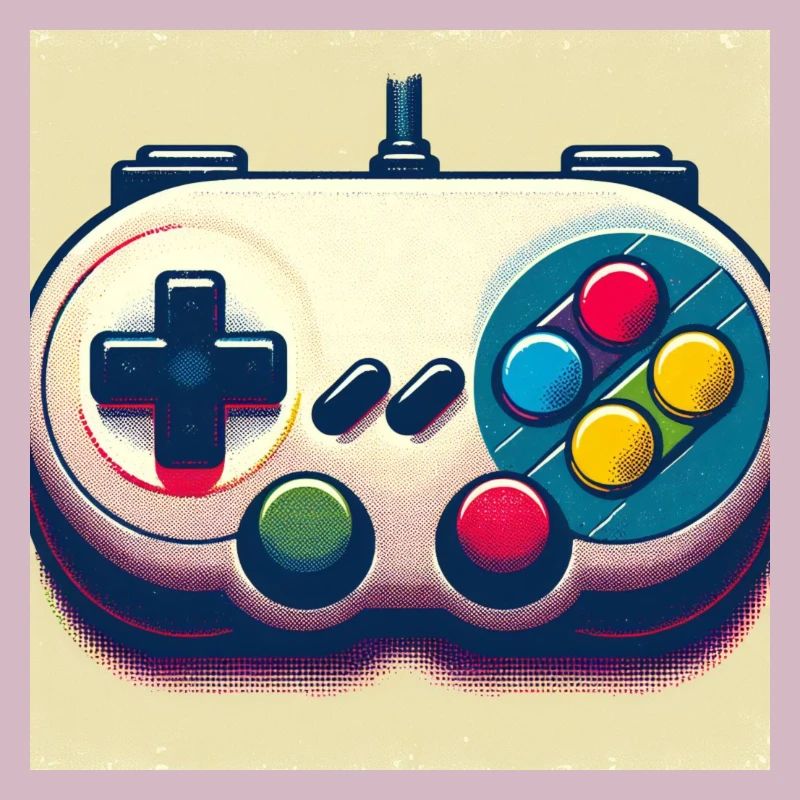 Retro Gamepad in Risograph