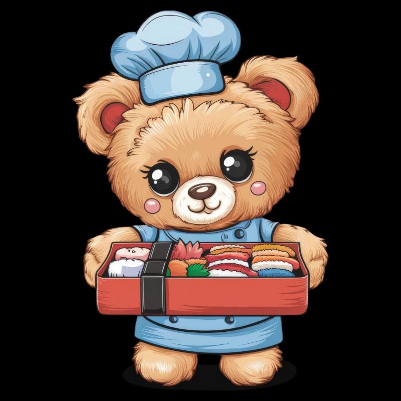 Kawaii Teddy Bear with Colorful Lunch Box