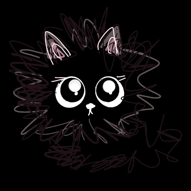 Chat, illustration, noir, échevelé, ébouriffé