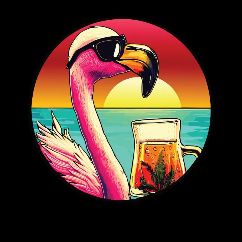 Flamingo trinkt Bier