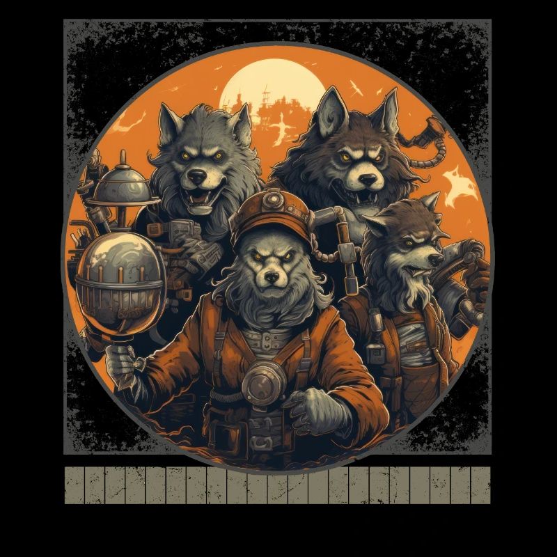 Steampunk Werewolf Tee, Clockwork Pumpkin