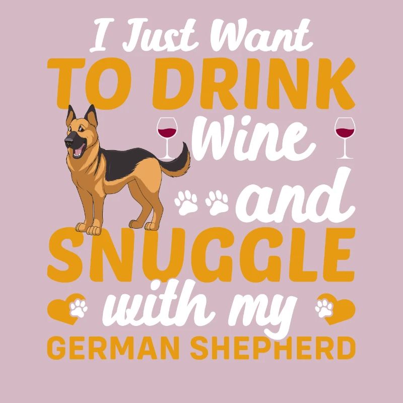 Drink wine Cuddling with German Shepherd
