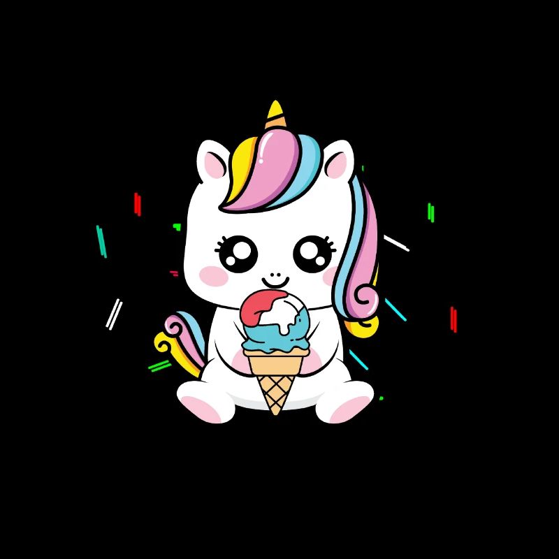 Regenbogen Niedliches Einhorn Eiscreme Liebhaber