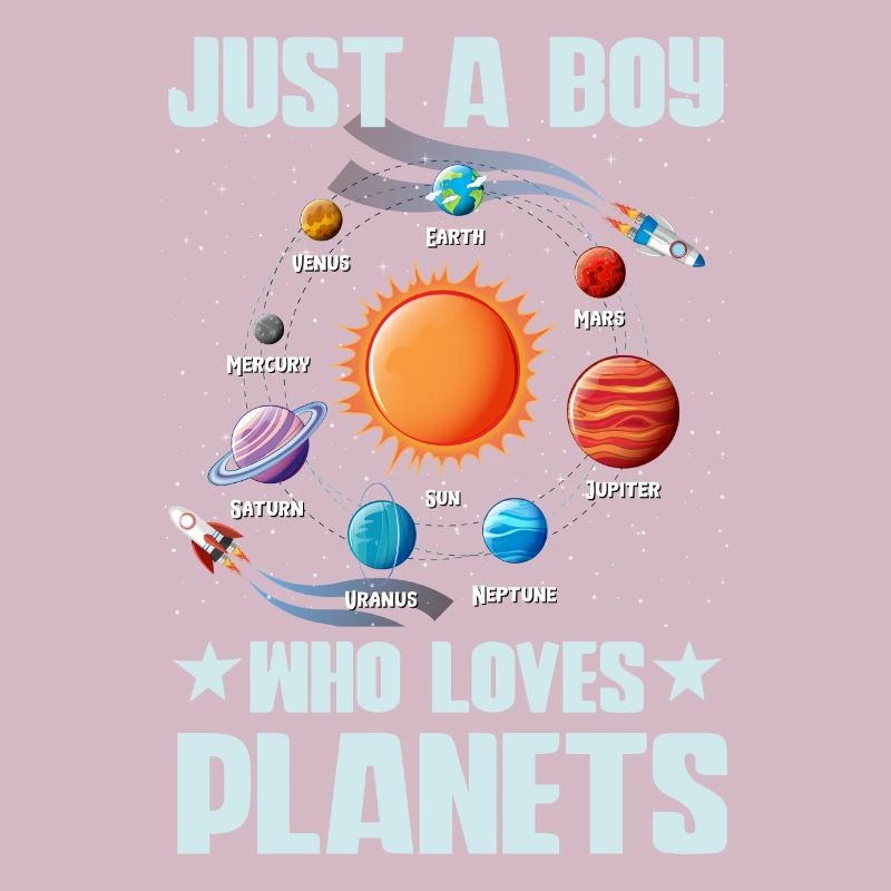 Nur ein Junge, der das Sonnensystem der Planeten liebt