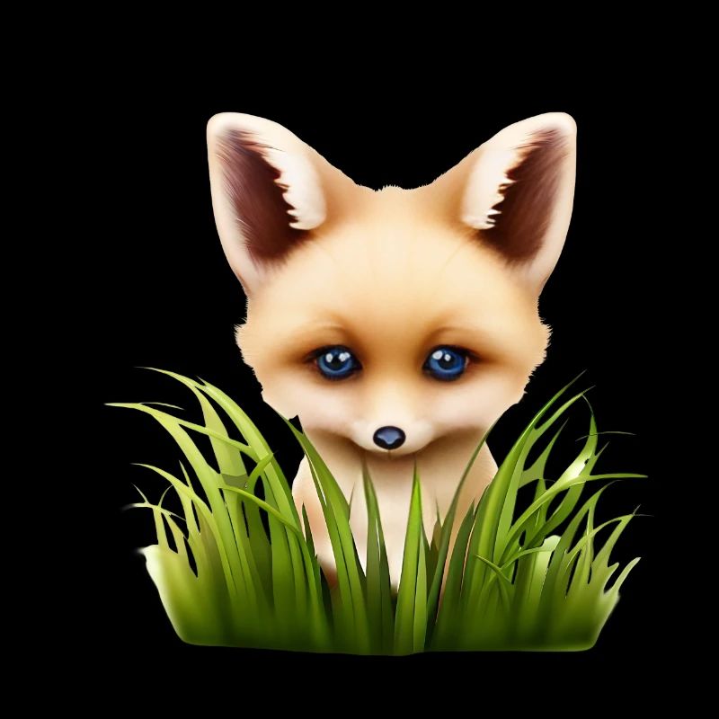Petit renard caché dans l’herbe