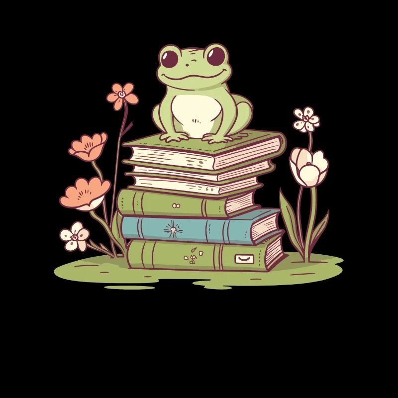 Cottagecore Ästhetik Frosch liest ein Buch