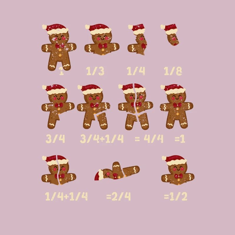 Christmas math teacher breaking gingerbread cookie