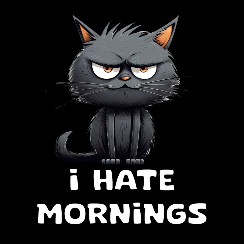 i Hate mornings Funny cat with saying