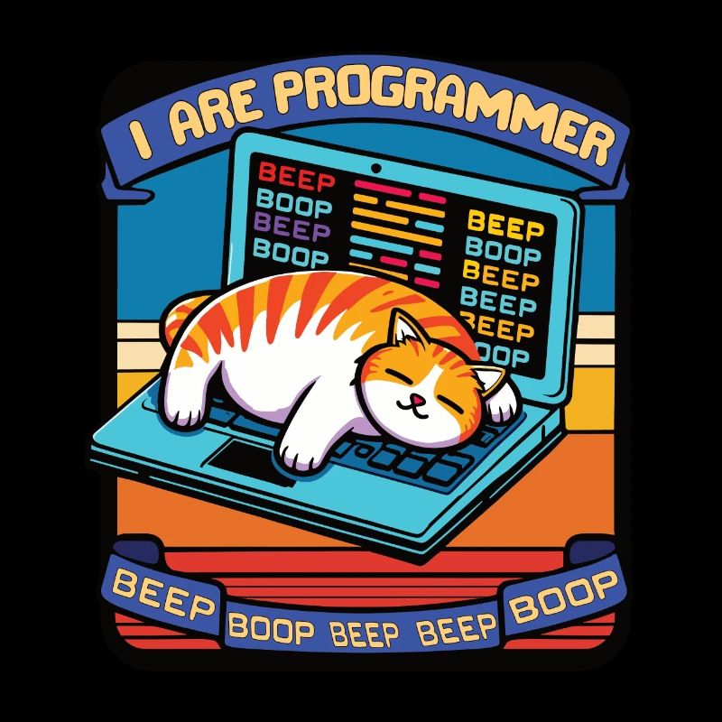 I are programmer, fat sleeping cat
