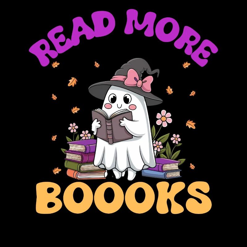 Cute Ghost Read More Books, Halloween Sticker