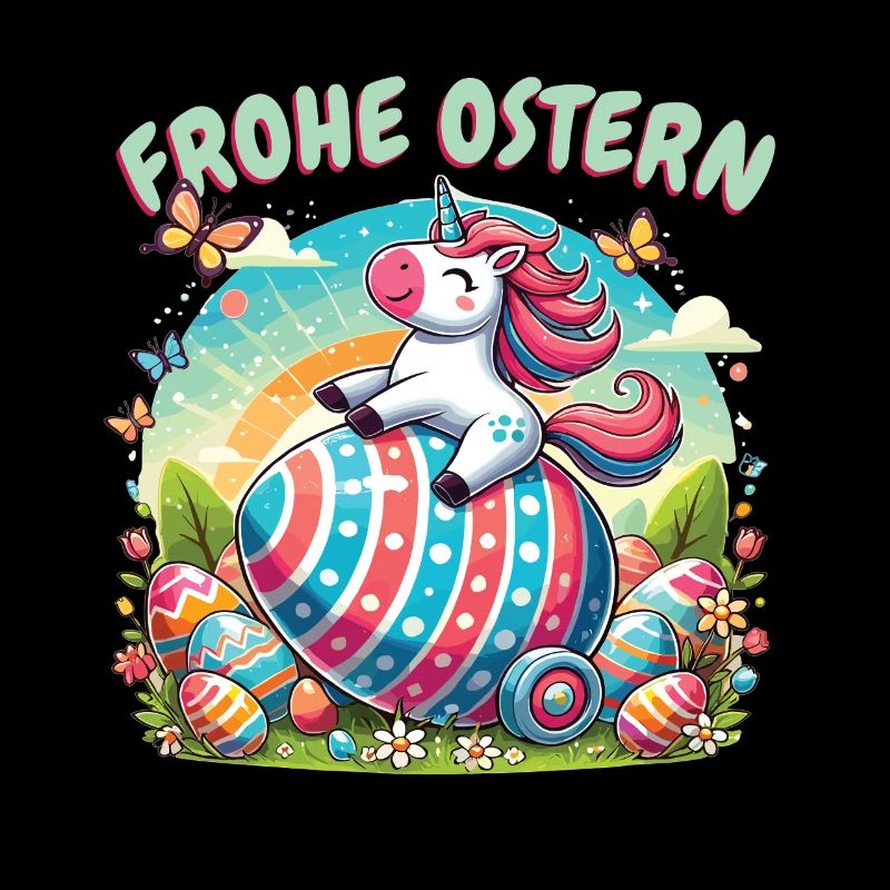 Licorne de Joyeuses Pâques - Conception amusante d’œuf de Pâques