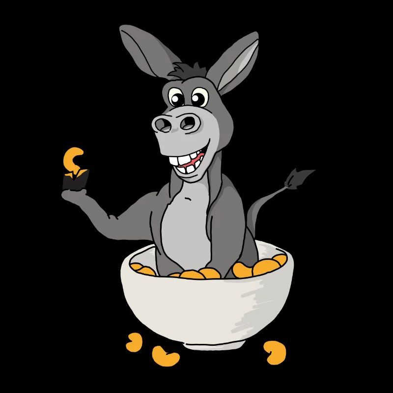 Funny donkey eats cereal tshirt gift idea