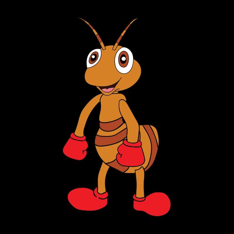 Fourmi drôle de bande dessinée avec des gants de boxe