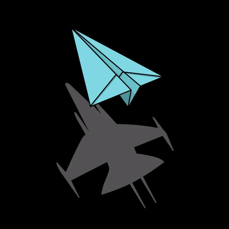 Paper plane with jet shadow gift pilot