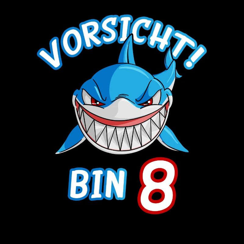 Vorsicht bin 8 Hai Geschenk Junge 8. Geburtstag