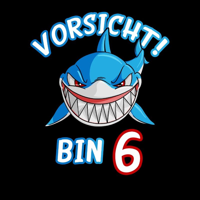 Vorsicht bin 6 Hai Geschenk Junge 6. Geburtstag