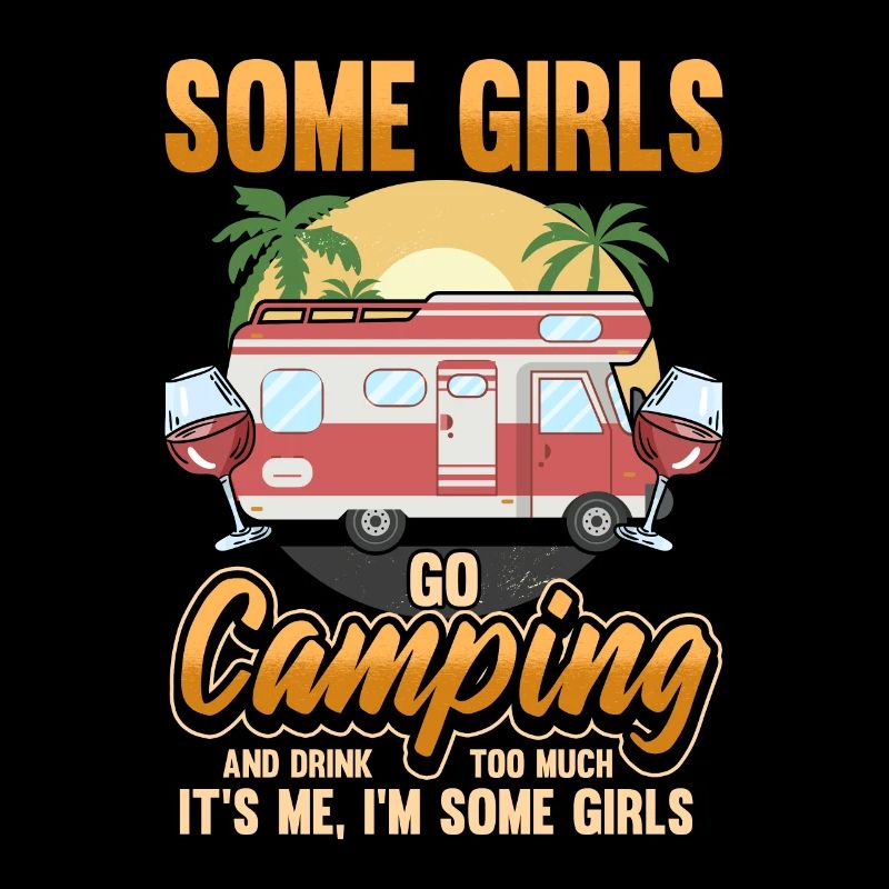 Camping Mädchen Wohnwagen Wein Alkohol Geschenk
