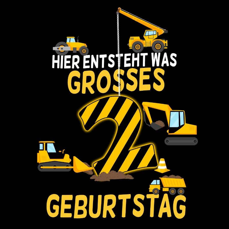 2.Geburtstag Geburtstagskind Baustelle Kran Bagger