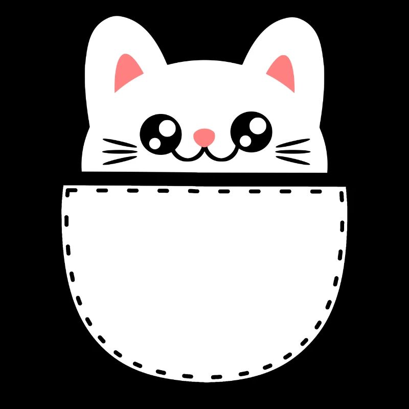 Chat doux Kawaii Chibi chat dans la poche de la poitrine