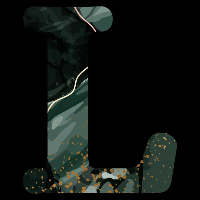 Letter l marbled green