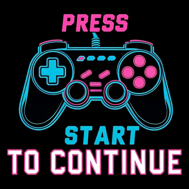 Press Start to Continue – Retro Neon Controller